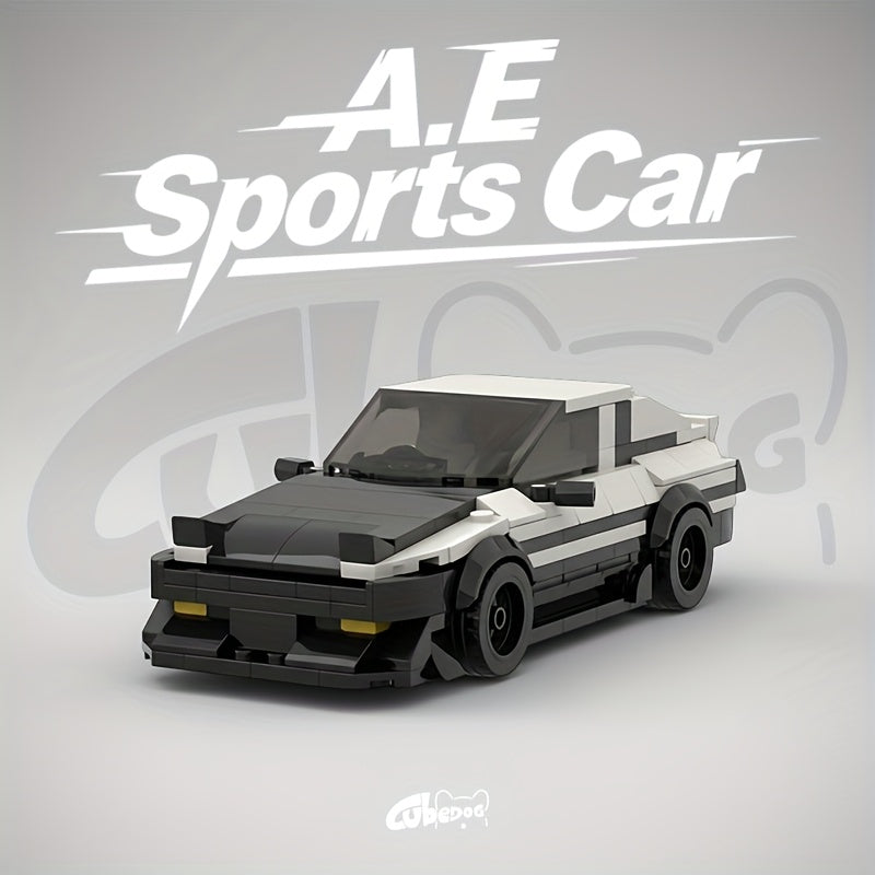 Classic Black and White JDM Sports Car Building Block Toy - Iconic Movie Car Body Design, Durable ABS Material, Perfect for Car Enthusiasts & Collectors