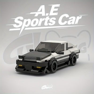 Classic Black and White JDM Sports Car Building Block Toy - Iconic Movie Car Body Design, Durable ABS Material, Perfect for Car Enthusiasts & Collectors