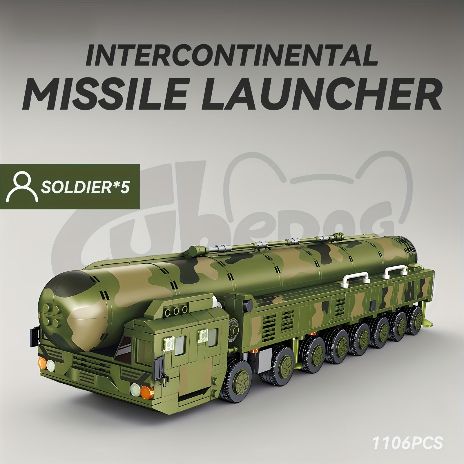 2025 New Intercontinental Missile Launch Vehicle Building Block Set - 49cm Large Military Heavy Truck Model with 5 Soldiers & Simulated Launch, Collectible Christmas Gift For Military Enthusiasts