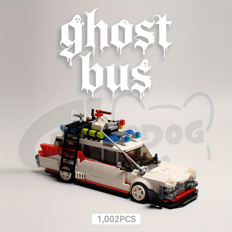 Halloween Ghost Hunters Ghost Adventure Bus Building Block Set, Holiday Travel Big Buster Racing Eight-Grid Car Toy Model, Classic Popular Movie And TV Series Themed Christmas Gift for Adult Fans, 1002pcs
