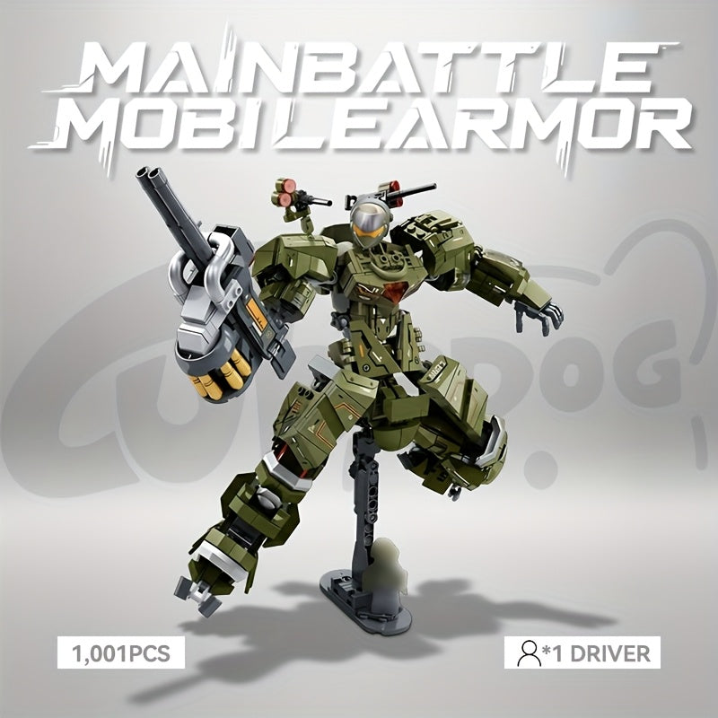 Main Battle Mobile Armor Building Block Se, Mecha Model Creative Toy, Christmas Halloween Gift, Collectible Home Desktop Decoration, 1001pcs, Collectible Display Piece, Main Battle Armor, Sci-Fi Collectible, Robot Aesthetic, High-Precision Bricks