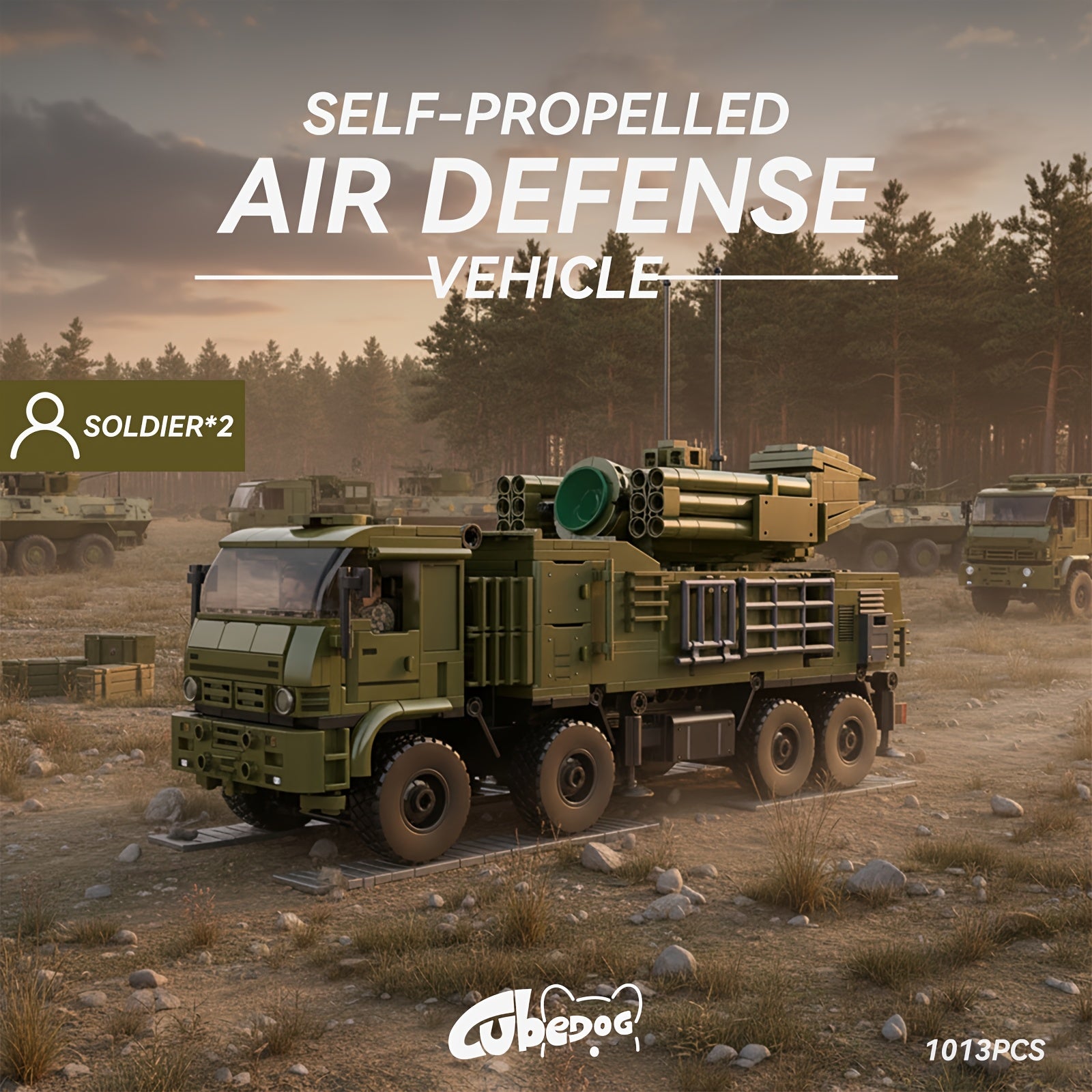1013pcs Self-Propelled Anti-Aircraft Missile System Building Set with 2 Soldiers, Military Truck & Missile Launcher - Realistic 4WD RC-like Model Kit for & s, Collectible Army Toy Gift for & (Military Enthus