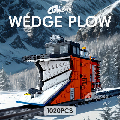 1020pcs Large-Scale Snow Plow Train Building Block Set with Steam Locomotive, Snow Shovel & Snow Blower - Realistic Winter Railway Model with Opening Doors