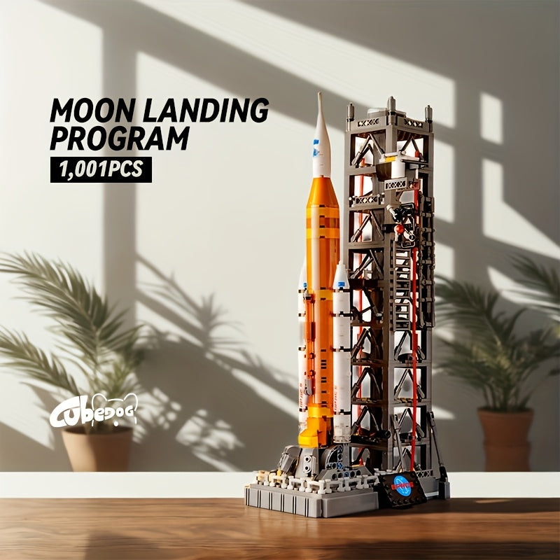 Moon Landing Rocket Building Block Set, for SATURN V Launch Platform Model, Space Exploration Spacecraft Toy, NASA Astronomy Enthusiast Gift, 1001pcs
