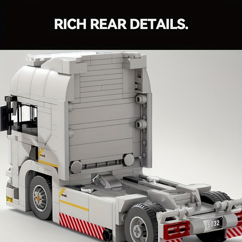 1002pcs 2in1 European truck building block set toys, trucks can be connected to containers, free combination models, suitable for truck enthusiasts to collect, can be used as holiday gifts