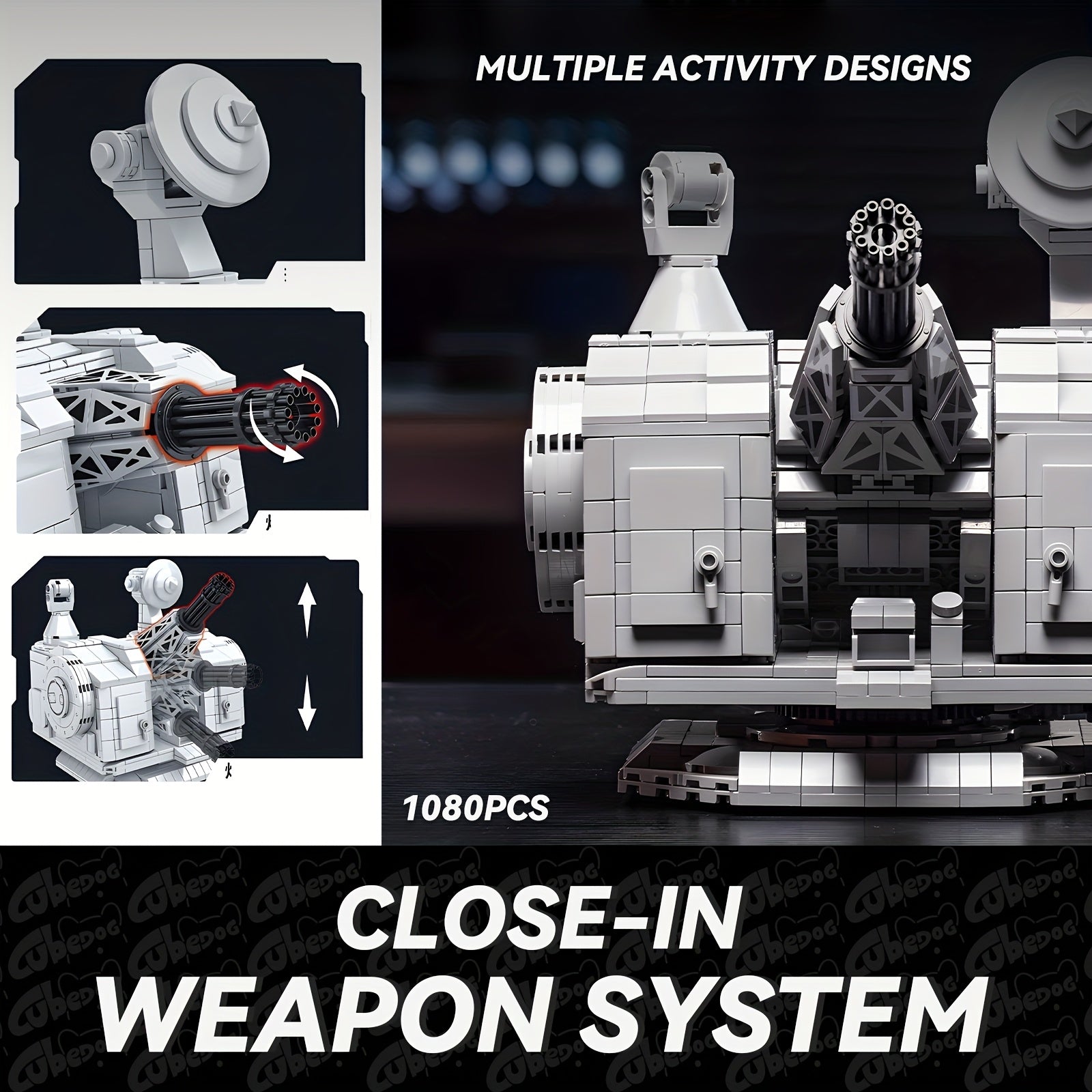 1002+pcs Large Shipborne Close-In Weapon System Building Set, Multi-Barrel Turret Fortress Model with Rotating & Movable Barrels, Naval Missile Defense System Replica for Military/Sci-Fi Collectors, Christmas Gift for & s