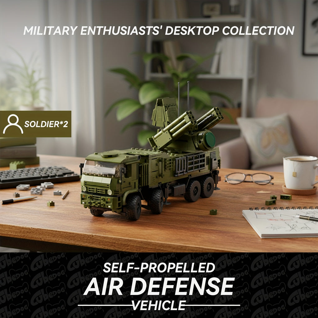 1013pcs Self-Propelled Anti-Aircraft Missile System Building Set with 2 Soldiers, Military Truck & Missile Launcher - Realistic 4WD RC-like Model Kit for & s, Collectible Army Toy Gift for & (Military Enthus