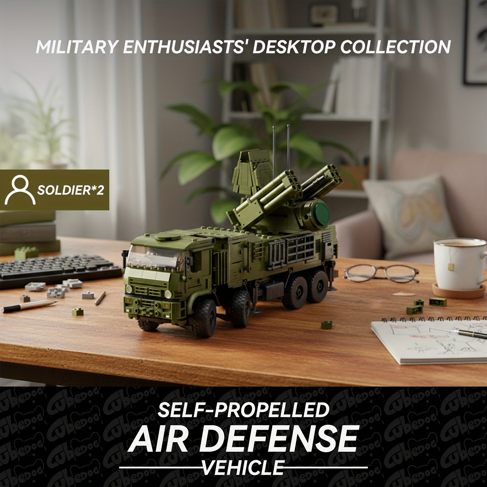 1013pcs Self-Propelled Anti-Aircraft Missile System Building Set with 2 Soldiers, Military Truck & Missile Launcher - Realistic 4WD RC-like Model Kit for & s, Collectible Army Toy Gift for & (Military Enthus
