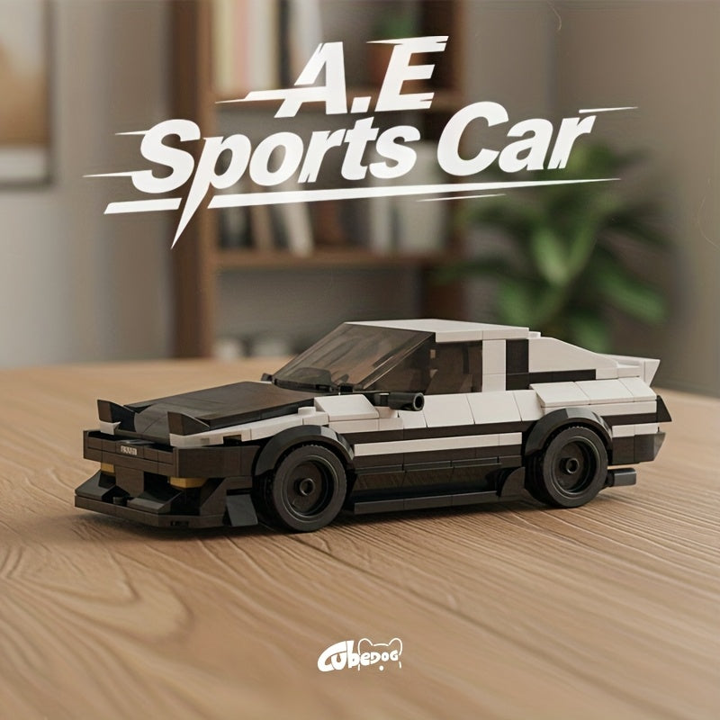 Classic Black and White JDM Sports Car Building Block Toy - Iconic Movie Car Body Design, Durable ABS Material, Perfect for Car Enthusiasts & Collectors