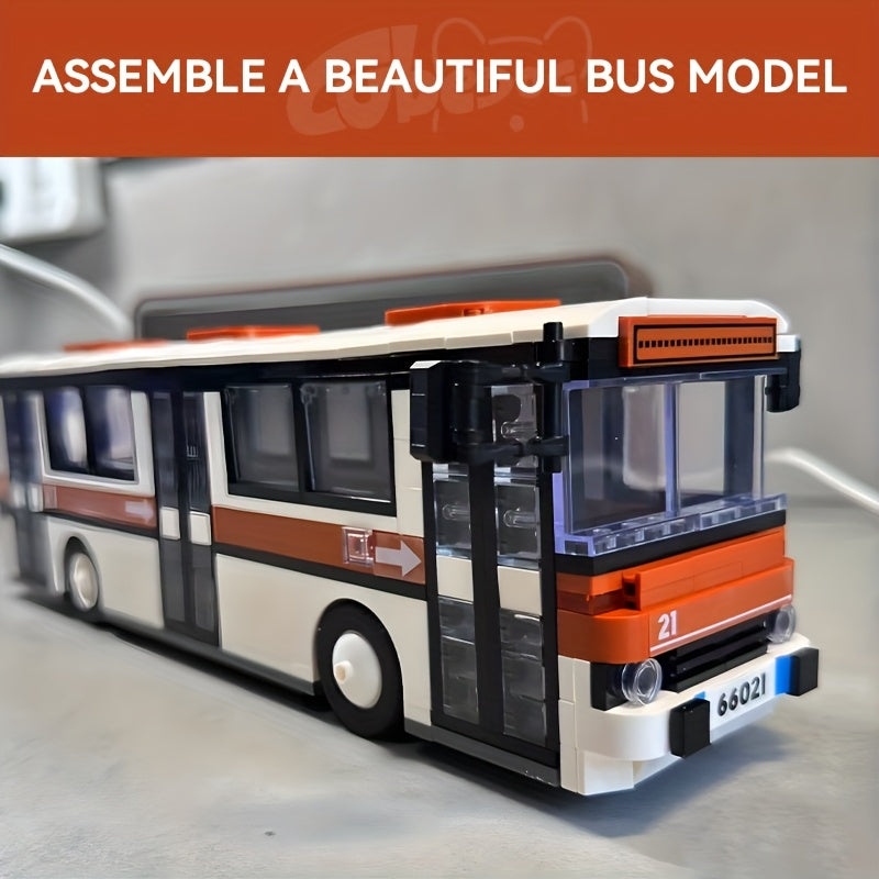 Classic Retro Bus Building Block Set, Classic City Bus Series Model, 1000P+ Car Toys, Adult Car Enthusiasts Collect Decorative Ornaments, Suitable as Holiday Gifts and Birthday Gifts