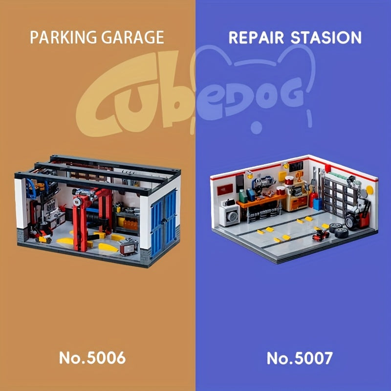 1002pcs Mini Sports Car Garage Building Blocks Set, MOC Scene can be matched with mini JDM 8-Bricks car model, DIY Car repair miniature toys, suitable for car enthusiasts collection, holiday gifts