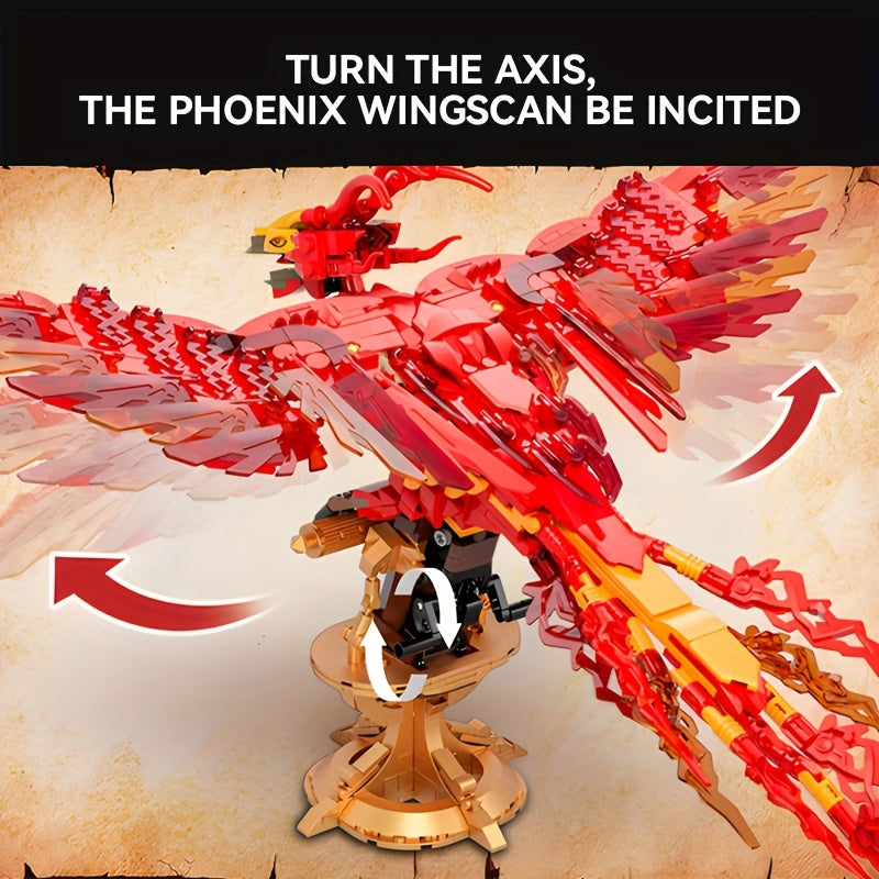 938pcs Fire Phoenix Building Blocks Model Set, Fairy Tale Series Toy, Neverland Model, Movie Fox, Suitable for Collection, Gift Giving, Easter, Christmas, Holiday Gifts and Birthday Gift