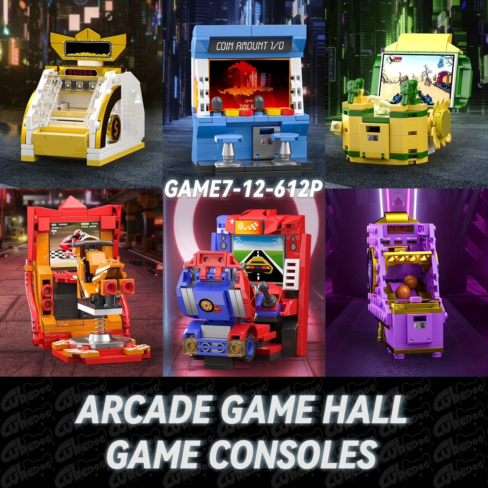 1015+pcs Retro Arcade Game Consoles Building Set - 12 Classic Arcade Machines with Claw Game, Boxing & Dance Dance Party, Multi-Color Vintage Gaming for Adults &, Collector's Display, Christmas Gift for Gamers (Compatible