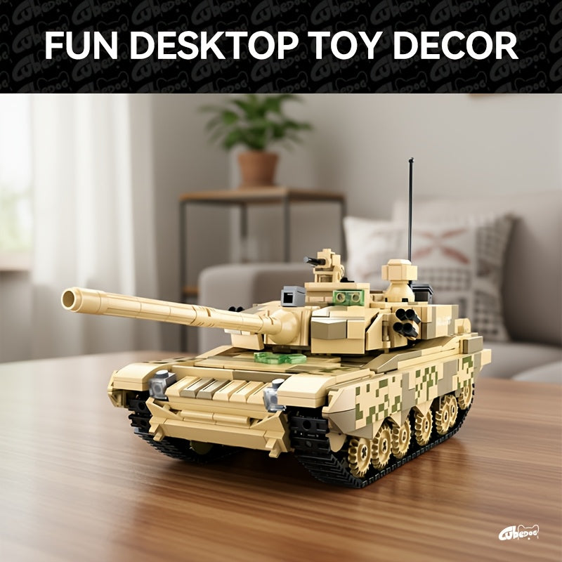 Super Main Battle Tank Building Block Set, Military Series No.99 Armored Vehicle Creative Assembly Model Toy, Includes Two Soldiers, Holiday Gift for Adult Military Enthusiasts, And Collectors, Desktop Home Decoration, Military Model