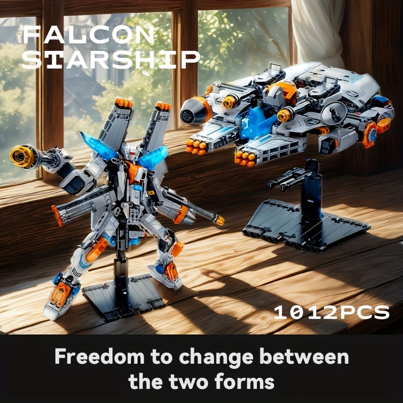 1012pcs Falcon Starship Building Blocks Set, Changeable Form Model, Starship Toys, Space Fighter Home Decorations for Starship Lovers Collection, Easter Christmas and Birthday Gifts