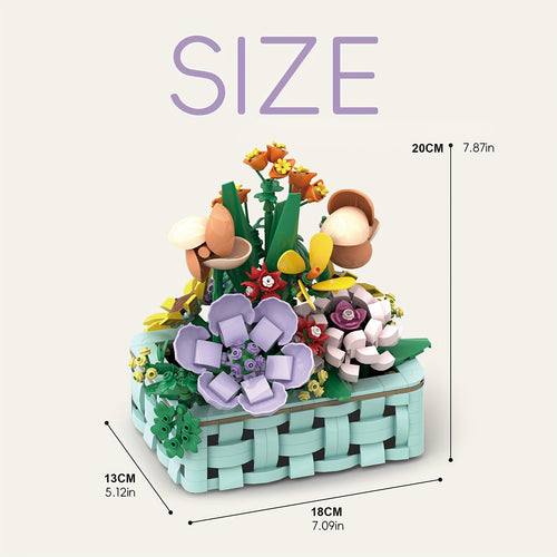 1000pcs Artificial Flower Potted Plant Building Blocks Set - Realistic Everlasting Flower Model Toy, Durable ABS Resin, Vibrant Mixed Colors, Home Decor & Collectible Gift for Adults, Flower Decorations, Decorative Display, Flower Building Block