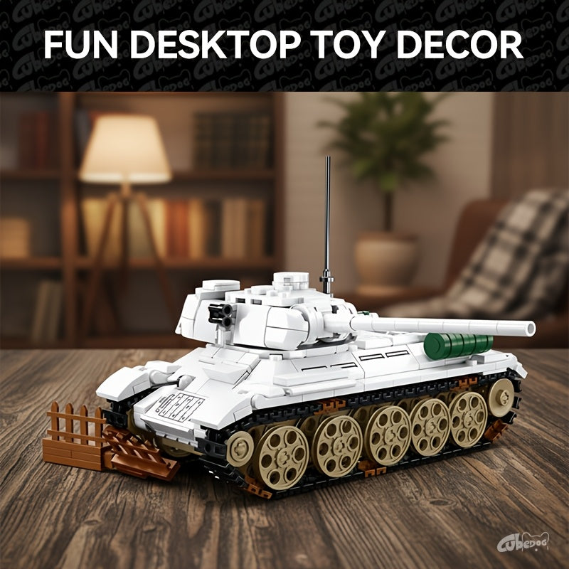 1001pcs T34 Christmas Snow Medium Tank Building Blocks Set - Military Series Armored Vehicle Model, Creative Brick Toy for Adults, Collectible Display, Christmas Halloween Holiday Gift, Military Enthusiast Collectible Display, Vehicle Model