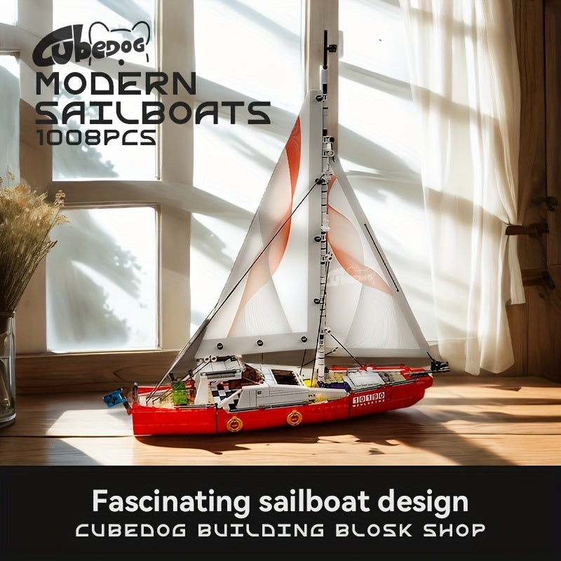 1008pcs modern sailboat building block set, nautical series model, adult model toys, outdoor vacation yacht decorative ornaments, suitable for boat enthusiasts collection gift, Easter Christmas gift