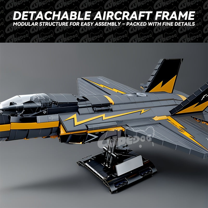 1260pcs+ American Classic F Series 35th Fighter Jet Building Blocks Set, Military-Themed Airplane Toy, Adult Military Enthusiast Collectible Display, Easter Christmas Holiday Gift