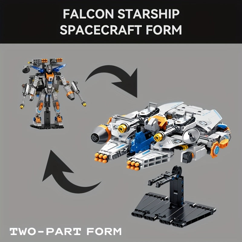 1012pcs Falcon Starship Building Blocks Set, Changeable Form Model, Starship Toys, Space Fighter Home Decorations for Starship Lovers Collection, Easter Christmas and Birthday Gifts