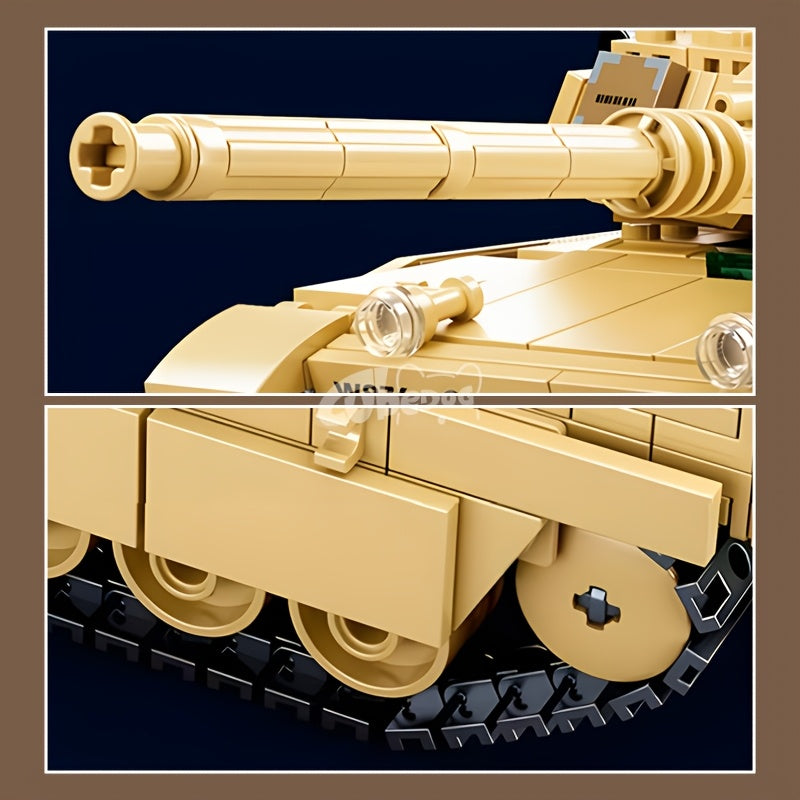 Super Main Battle Tank Building Block Set, Military Series No.99 Armored Vehicle Creative Assembly Model Toy, Includes Two Soldiers, Holiday Gift for Adult Military Enthusiasts, And Collectors, Desktop Home Decoration, Military Model