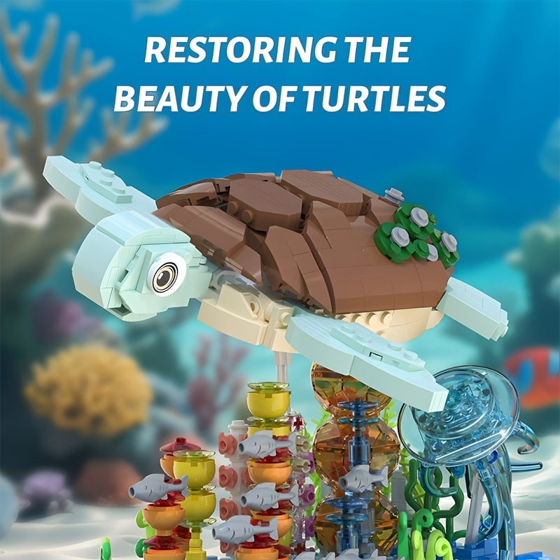 Turtle Reef Fantasy Building Blocks Set, 1000+pcs Marine Plant Models, Adult Collection Creative Toy Set