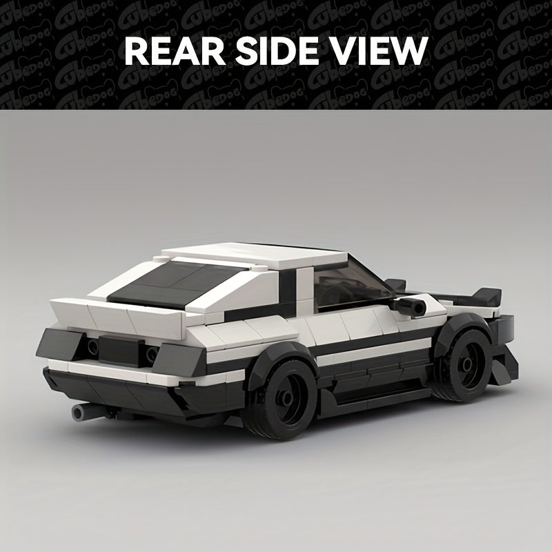 Classic Black and White JDM Sports Car Building Block Toy - Iconic Movie Car Body Design, Durable ABS Material, Perfect for Car Enthusiasts & Collectors