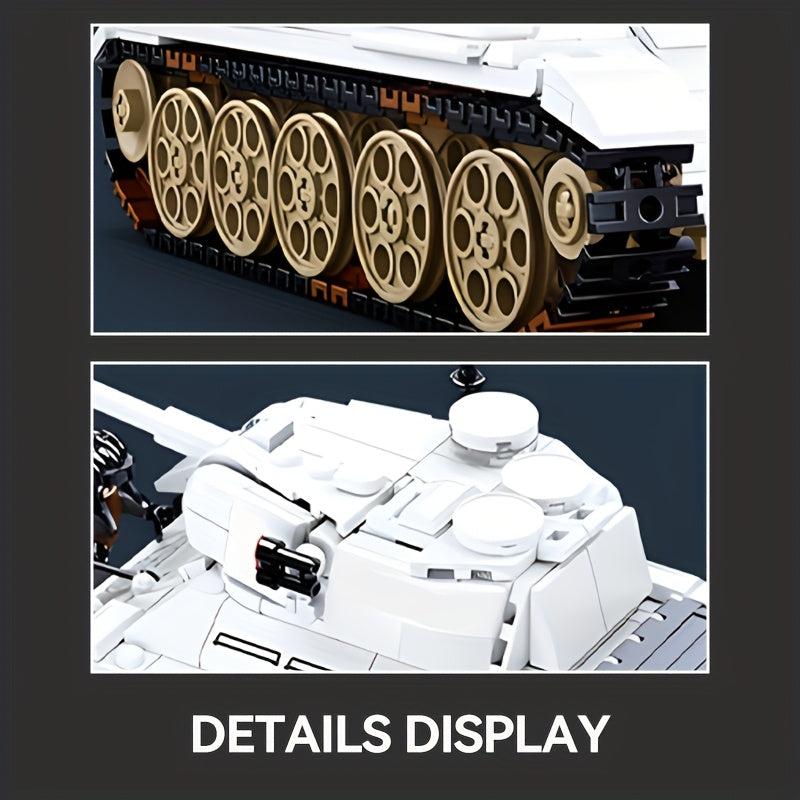 1001pcs T34 Christmas Snow Medium Tank Building Blocks Set - Military Series Armored Vehicle Model, Creative Brick Toy for Adults, Collectible Display, Christmas Halloween Holiday Gift, Military Enthusiast Collectible Display, Vehicle Model