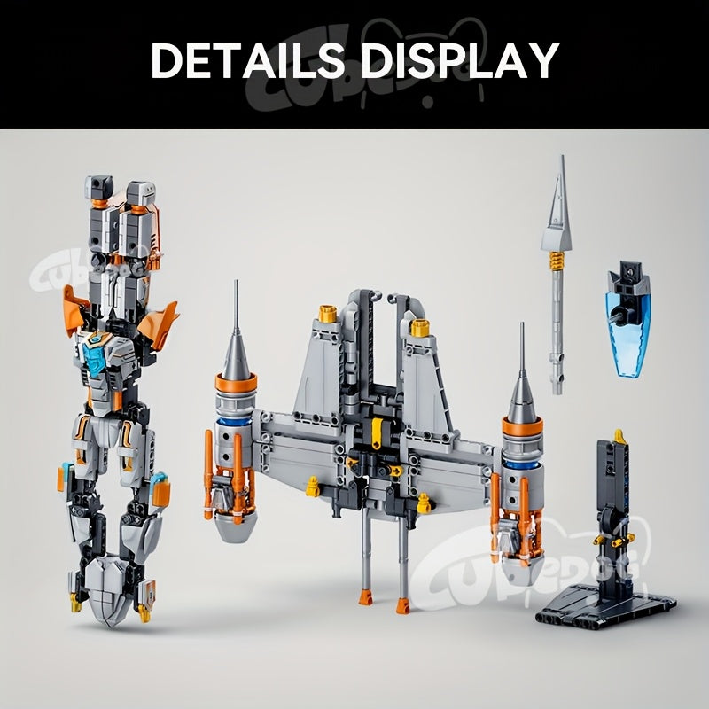 1002pcs FL1 Starship Building Blocks Set, Super Warrior Transformable Model, Starship Series Toy, Spacecraft Mech Ornament, Suitable for Enthusiasts and Collectors, Christmas and Birthday Gift