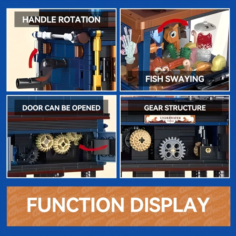 Creative Underwater World Fish Tank Building Blocks Set, Ocean Theme Tropical Aquarium Micro Scene DIY Model Toy Collection, Christmas Halloween Festival Gift, Desktop Home Decoration Ornament, 1001PCS