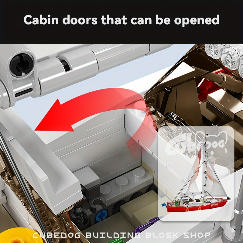 1008pcs modern sailboat building block set, nautical series model, adult model toys, outdoor vacation yacht decorative ornaments, suitable for boat enthusiasts collection gift, Easter Christmas gift