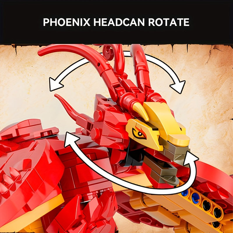 938pcs Fire Phoenix Building Blocks Model Set, Fairy Tale Series Toy, Neverland Model, Movie Fox, Suitable for Collection, Gift Giving, Easter, Christmas, Holiday Gifts and Birthday Gift