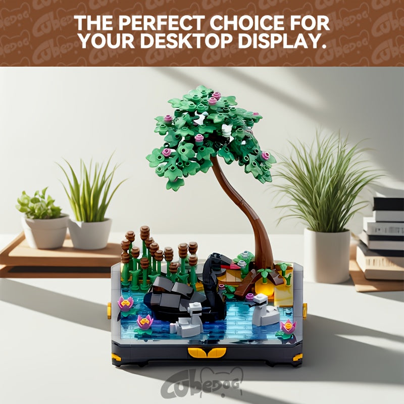 Swan Pond Miniature Landscape Building Block Set, Black Swan Magic Lake Artificial Plant Flower Outdoor Scene Model Toy Ornament, Classic Animation Fan Halloween Gift, 1001+pcs