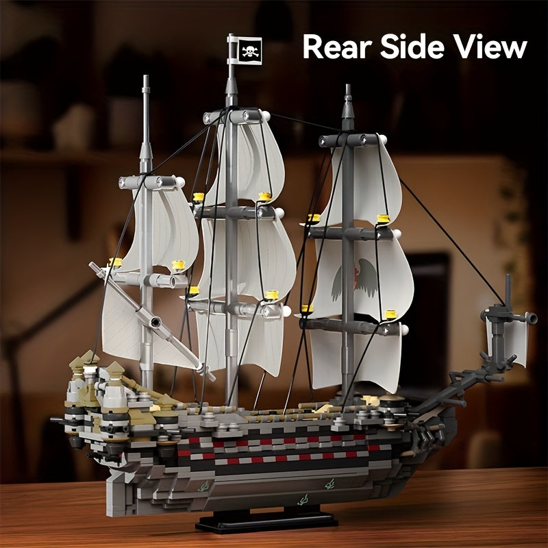 Black Mary Pirate Ship Building Blocks Toy Set, Popular Movie and TV Series Model Boat, Collectible Home Decor, Christmas Halloween Holiday Gift, 1055pcs, Best for Christmas, Perfect for Thanksgiving
