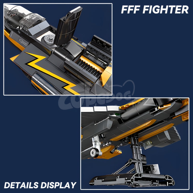 1260pcs+ American Classic F Series 35th Fighter Jet Building Blocks Set, Military-Themed Airplane Toy, Adult Military Enthusiast Collectible Display, Easter Christmas Holiday Gift