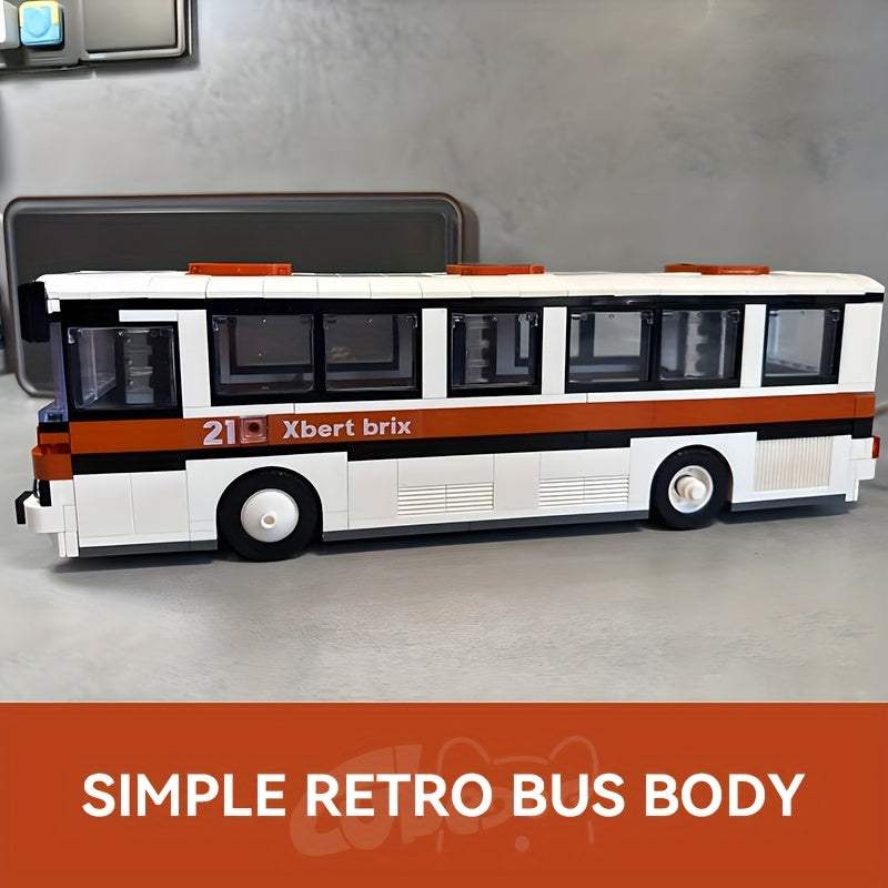 Classic Retro Bus Building Block Set, Classic City Bus Series Model, 1000P+ Car Toys, Adult Car Enthusiasts Collect Decorative Ornaments, Suitable as Holiday Gifts and Birthday Gifts