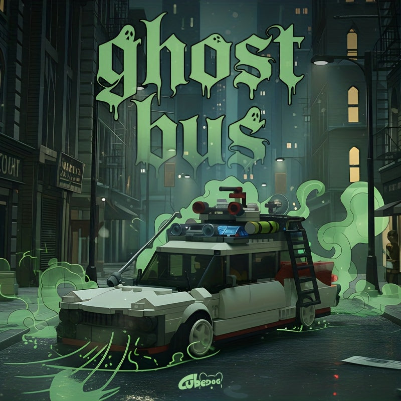 Halloween Ghost Hunters Ghost Adventure Bus Building Block Set, Holiday Travel Big Buster Racing Eight-Grid Car Toy Model, Classic Popular Movie And TV Series Themed Christmas Gift for Adult Fans, 1002pcs