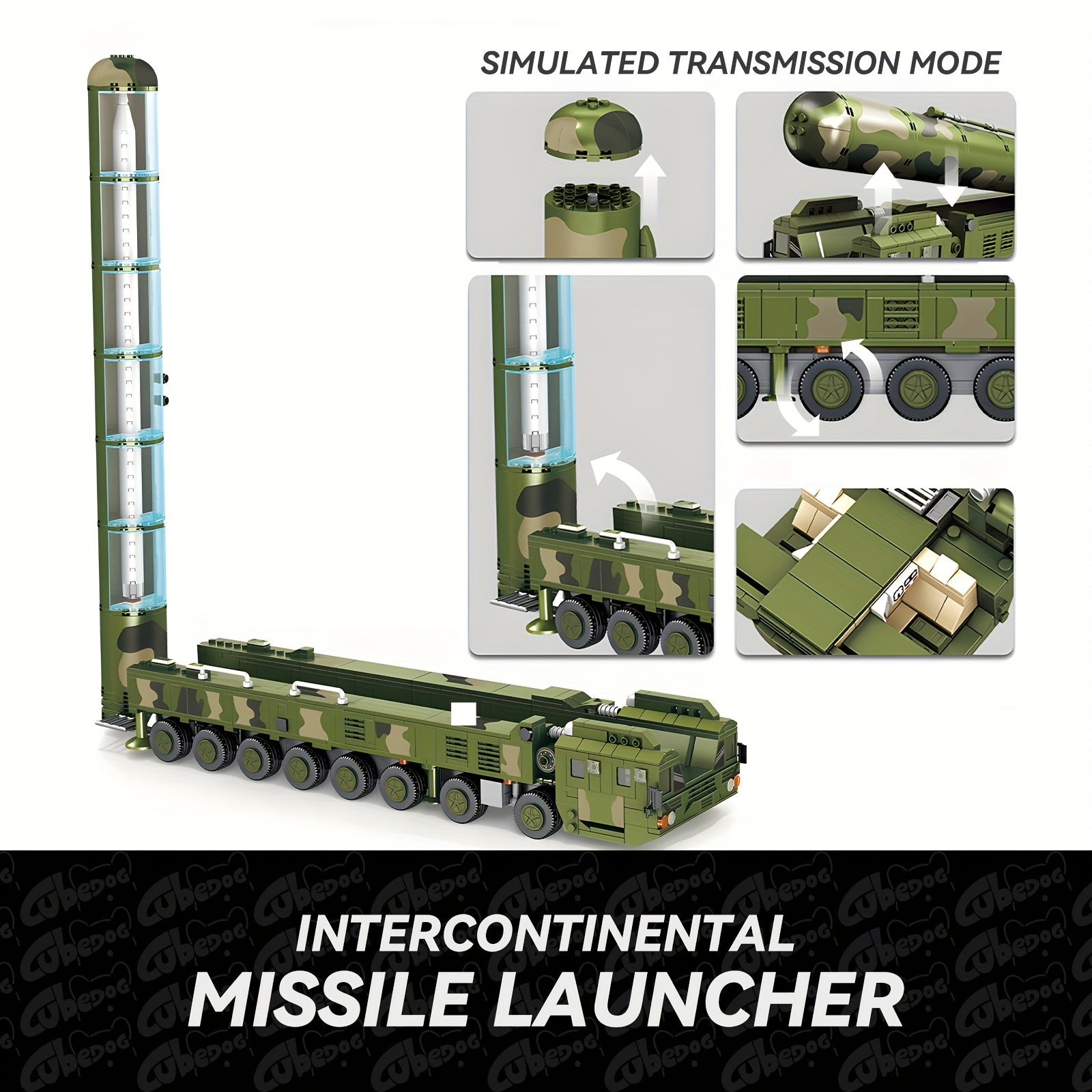 2025 New Intercontinental Missile Launch Vehicle Building Block Set - 49cm Large Military Heavy Truck Model with 5 Soldiers & Simulated Launch, Collectible Christmas Gift For Military Enthusiasts