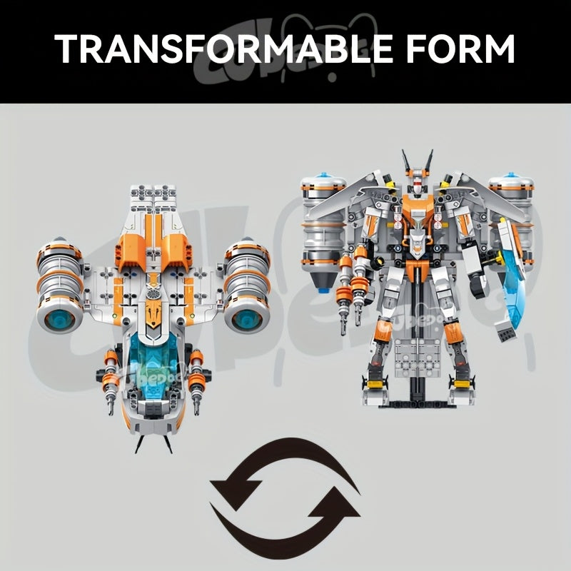 1002pcs Razor Starship Building Block Set, Super Soldier Transformable Model, Starship Series Toy, Space Mecha Display, Suitable for Collectors, Christmas and Birthday Gift