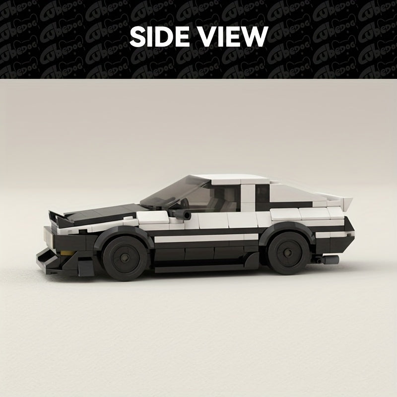Classic Black and White JDM Sports Car Building Block Toy - Iconic Movie Car Body Design, Durable ABS Material, Perfect for Car Enthusiasts & Collectors