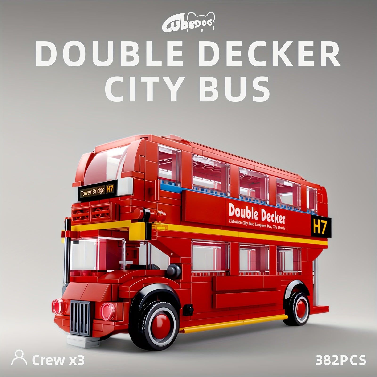 Red Vintage Double-Decker Bus Building Block Set, British Style Classic City Bus Model, City Traffic Series, Includes Three Passengers, Quick-Release Design to Show, Interior Details, Educational Toy For Kids, Car Enthusiast Collectible Display
