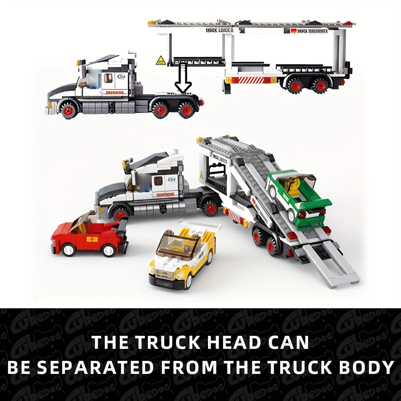 1006pcs 4-in-1 Racing Truck & Trailer Building Set with 4 Drivers, Interchangeable Trailers & Separating Truck Design - Large-Scale Model Toy for Adults &, Realistic Car Assembly Kit, Christmas Gift for Car Enthusiasts