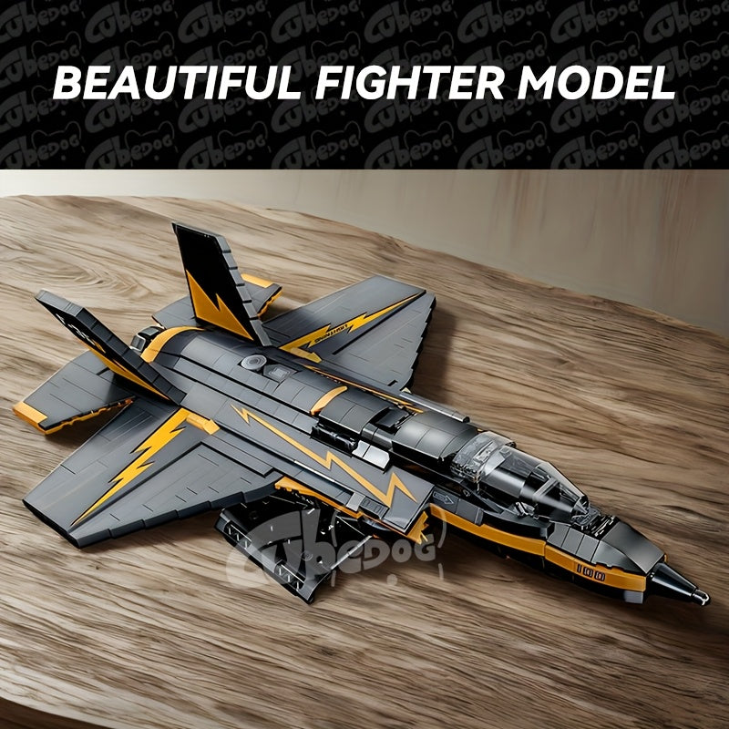 1260pcs+ American Classic F Series 35th Fighter Jet Building Blocks Set, Military-Themed Airplane Toy, Adult Military Enthusiast Collectible Display, Easter Christmas Holiday Gift