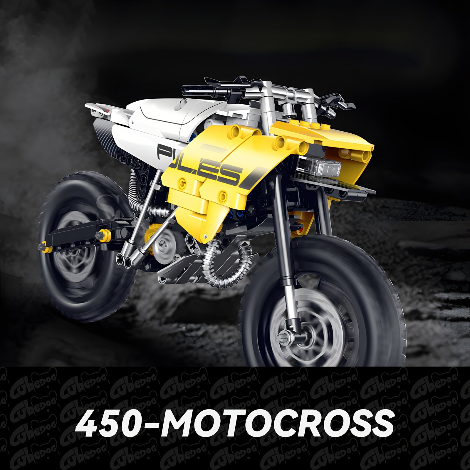 1:8 Scale 450-MOTOCROSS Off-Road Motorcycle Building Block Set - Realistic Motorcycle Model with Chain Drive, Durable ABS Construction