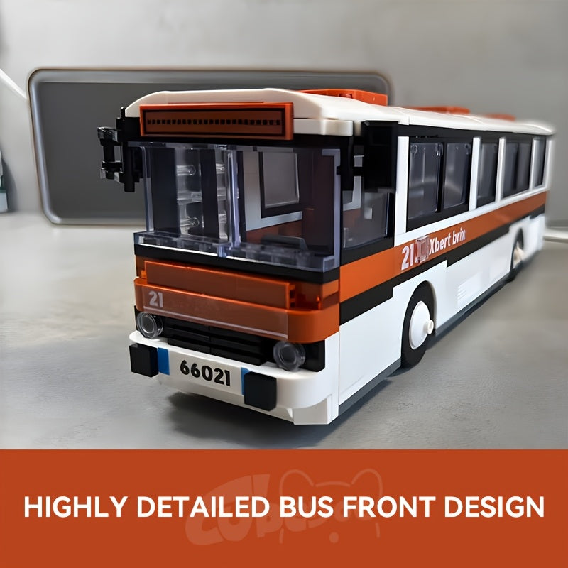 Classic Retro Bus Building Block Set, Classic City Bus Series Model, 1000P+ Car Toys, Adult Car Enthusiasts Collect Decorative Ornaments, Suitable as Holiday Gifts and Birthday Gifts