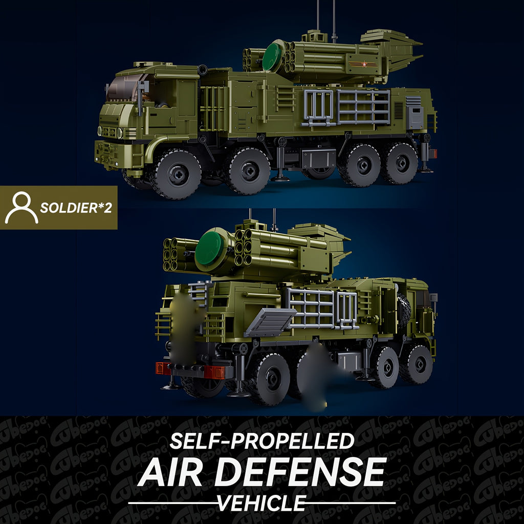 1013pcs Self-Propelled Anti-Aircraft Missile System Building Set with 2 Soldiers, Military Truck & Missile Launcher - Realistic 4WD RC-like Model Kit for & s, Collectible Army Toy Gift for & (Military Enthus