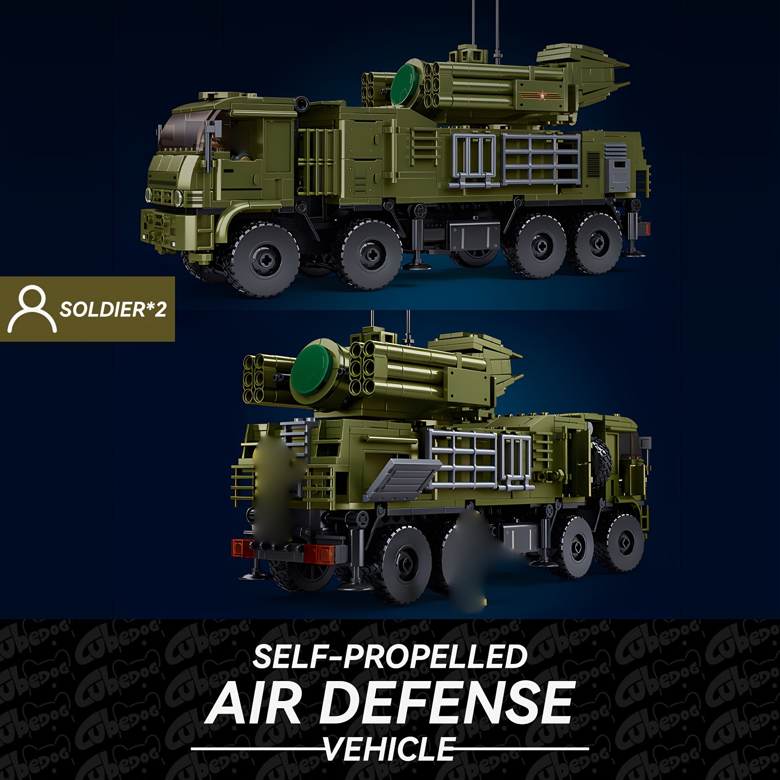 1013pcs Self-Propelled Anti-Aircraft Missile System Building Set with 2 Soldiers, Military Truck & Missile Launcher - Realistic 4WD RC-like Model Kit for & s, Collectible Army Toy Gift for & (Military Enthus