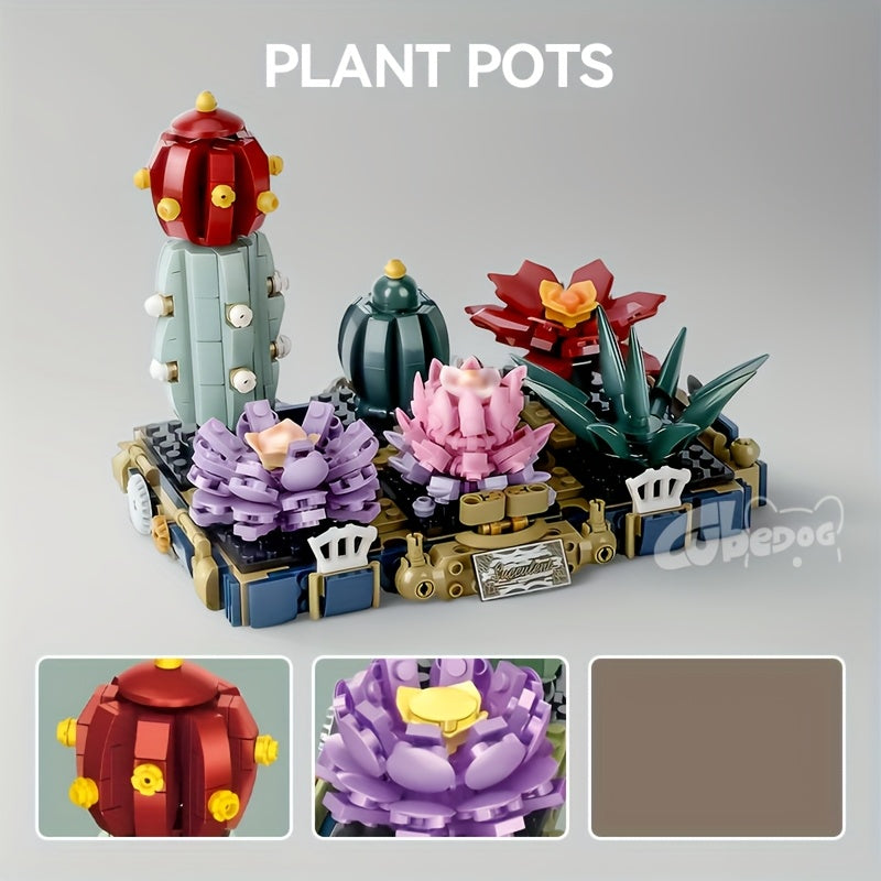 1001pcs Transformable Potted Plant Mecha Building Block Set - Creative Assembly Model Toy with Vibrant Colors, Detailed Design, Ideal for Office & Home Decor, Holiday Gift For Christmas & Halloween, Plant Decorations, Best For Christmas