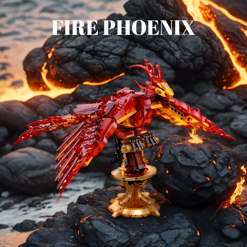 938pcs Fire Phoenix Building Blocks Model Set, Fairy Tale Series Toy, Neverland Model, Movie Fox, Suitable for Collection, Gift Giving, Easter, Christmas, Holiday Gifts and Birthday Gift
