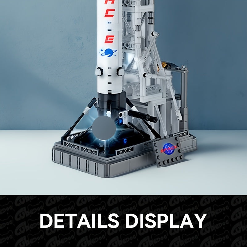Space Rocket X Building Set, Apollo Moon Landing Program Rocket Launch Platform Model, Space Shuttle Saturn V Toy NASA Astronomer Collectible Gift, 1000+pcs